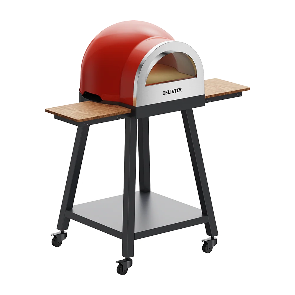 Delivita Untergestell mit Flow Pizzaofen Chilli Red