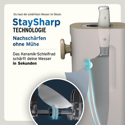 Ninja StaySharp 13-teiliges Messerblock-Set mit abnehmbarem Messerschärfer – Steingold