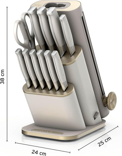 Ninja StaySharp 13-teiliges Messerblock-Set mit abnehmbarem Messerschärfer – Steingold