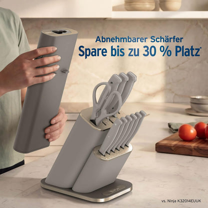 Ninja StaySharp 13-teiliges Messerblock-Set mit abnehmbarem Messerschärfer – Steingold