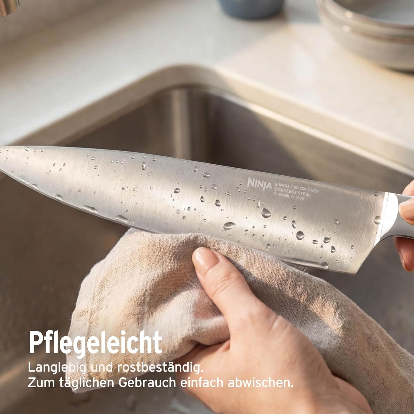 Ninja StaySharp 13-teiliges Messerblock-Set mit abnehmbarem Messerschärfer – Steingold