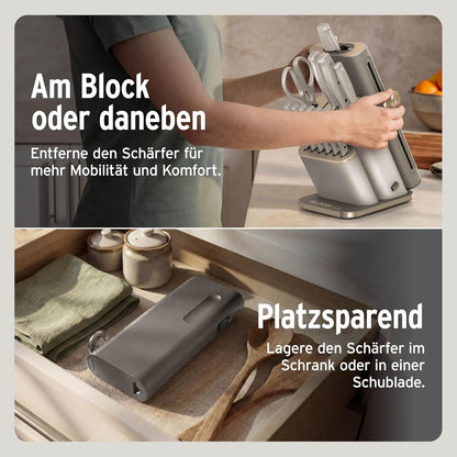 Ninja StaySharp 13-teiliges Messerblock-Set mit abnehmbarem Messerschärfer – Steingold