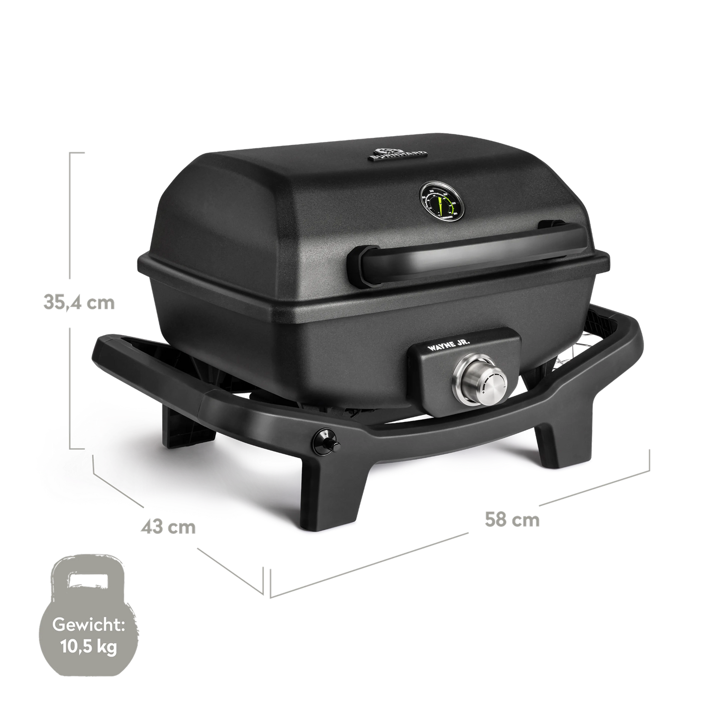 BURNHARD WAYNE Jr. Balkongrill 1-Brenner inkl. Gasflaschen-Adapter