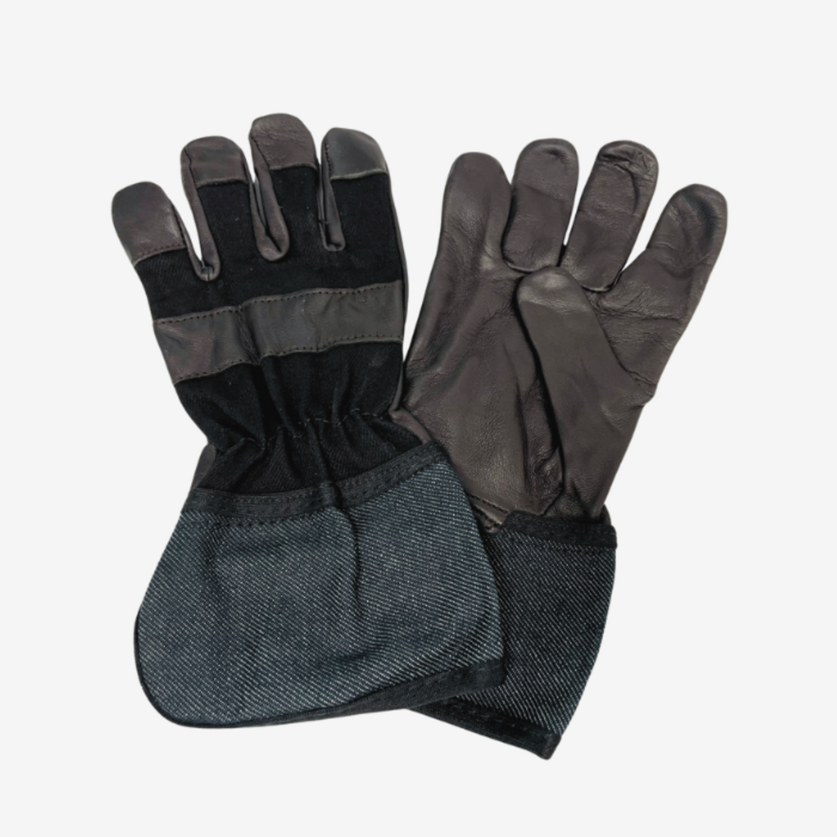 Schafsleder-Handschuhe Jeansblau Grau für Feuerholz