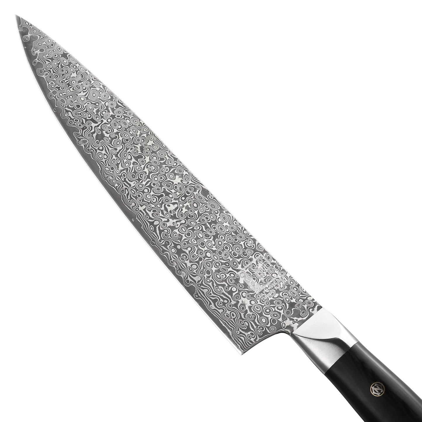 Chefmesser Gyuto I 20 cm Klinge aus 67 Lagen dunklem Damaststahl I Pakkaholzgriff