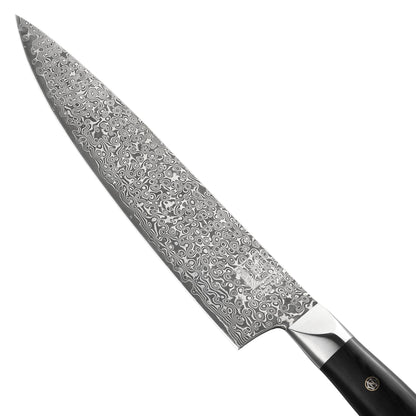 Chefmesser Gyuto I 20 cm Klinge aus 67 Lagen dunklem Damaststahl I Pakkaholzgriff