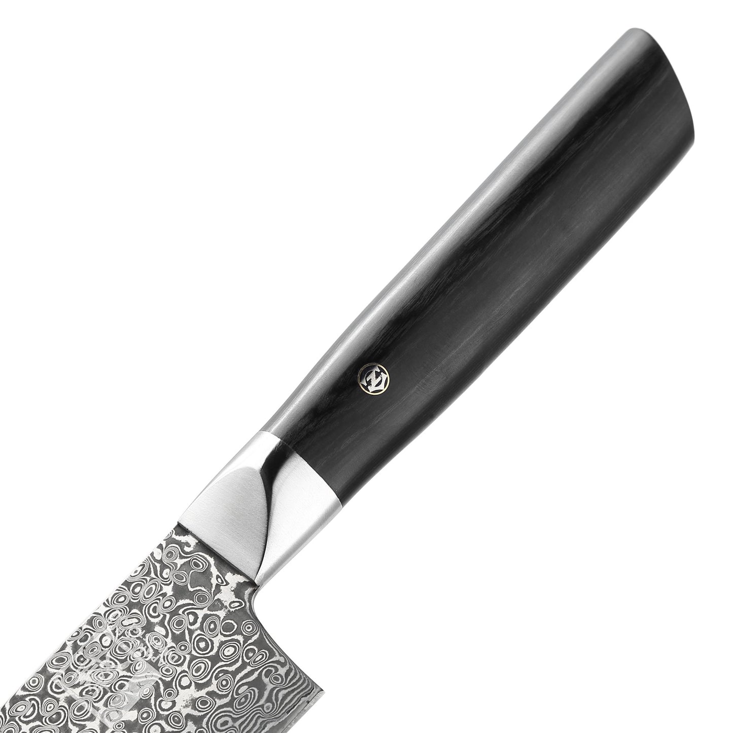 Chefmesser Gyuto I 20 cm Klinge aus 67 Lagen dunklem Damaststahl I Pakkaholzgriff