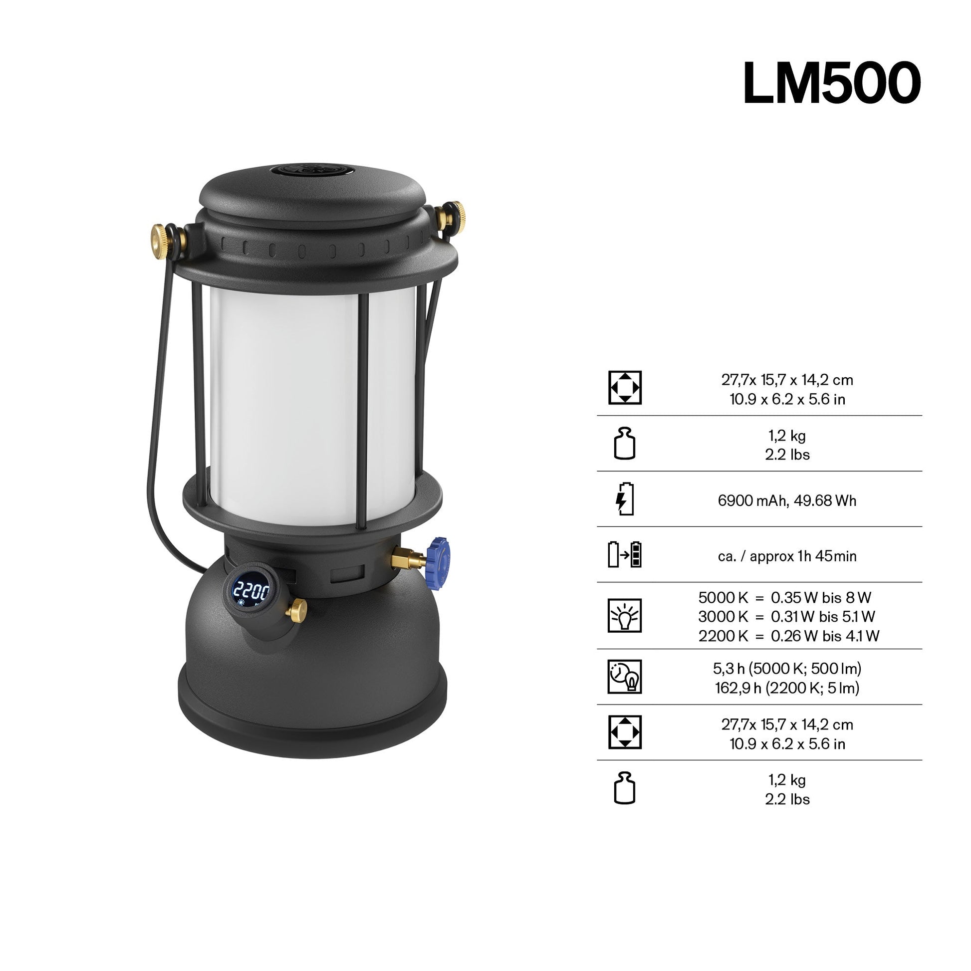 Petromax LM500 LED-Laterne, Detailansicht