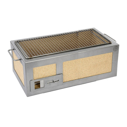 Kasai Medium Long Konro Grill – Edelstahl (japanischer Holzkohlegrill, 4–8 Personen)