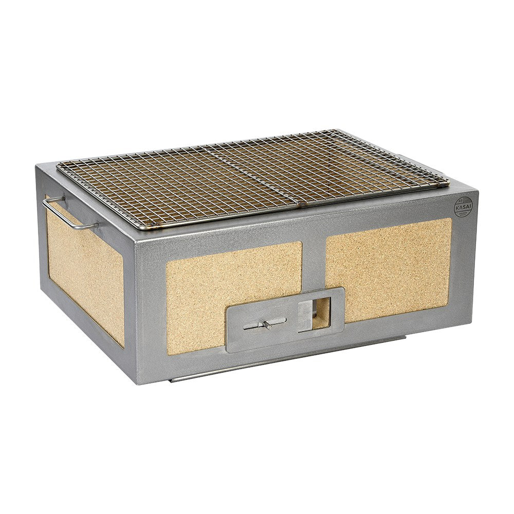 Kasai Medium Wide Konro Grill – Edelstahl (japanischer Holzkohlegrill, 4–8 Personen)