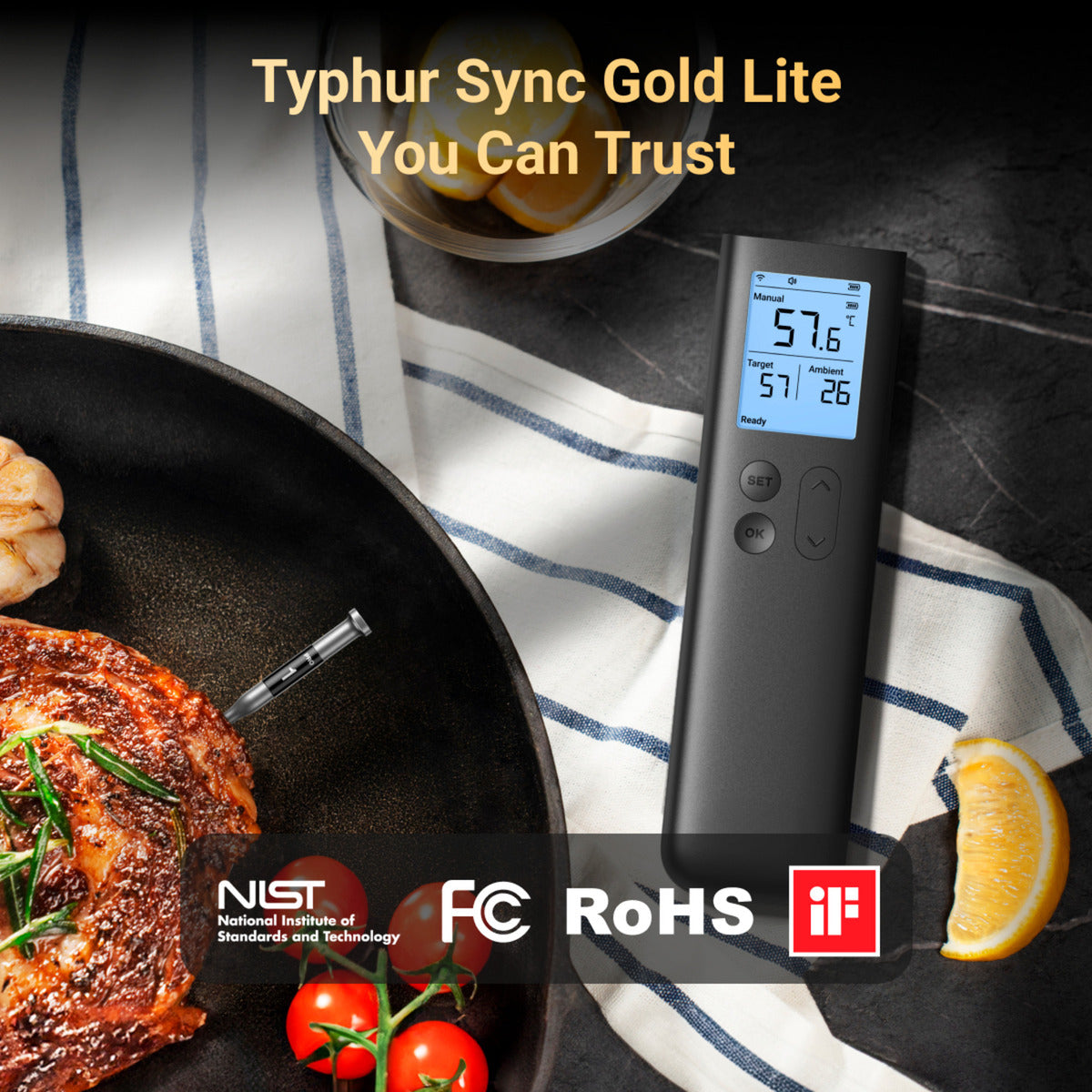 Typhur Sync Gold Lite (Gen2) – kabelloses Grillthermometer mit Sub-1G-Technologie