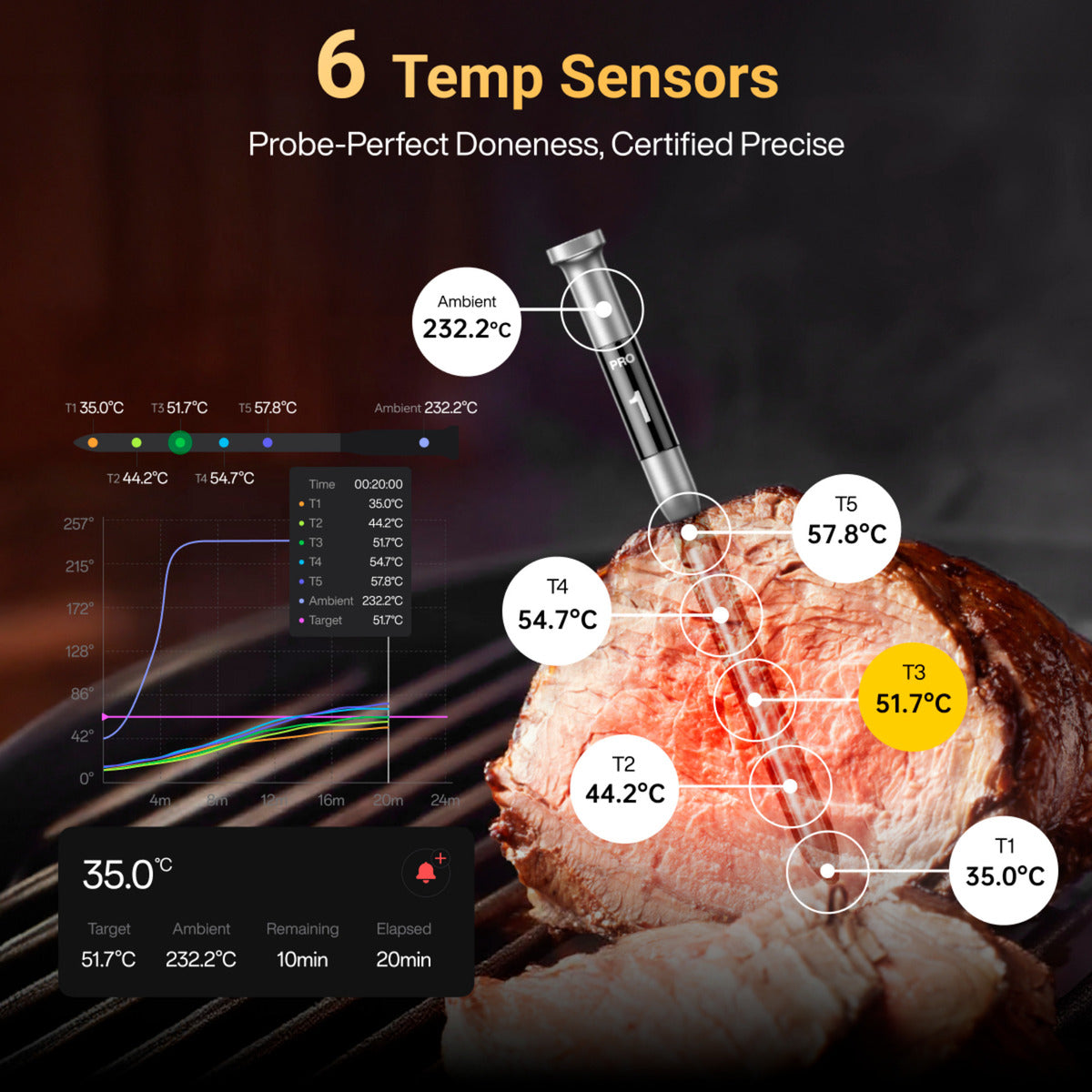 Typhur Sync Gold Lite (Gen2) – kabelloses Grillthermometer mit Sub-1G-Technologie