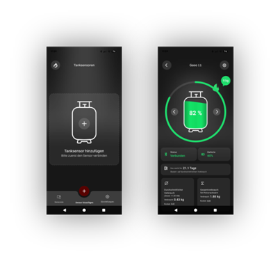 Gasolina App zeigt den Füllstand der Gasflasche in Prozent