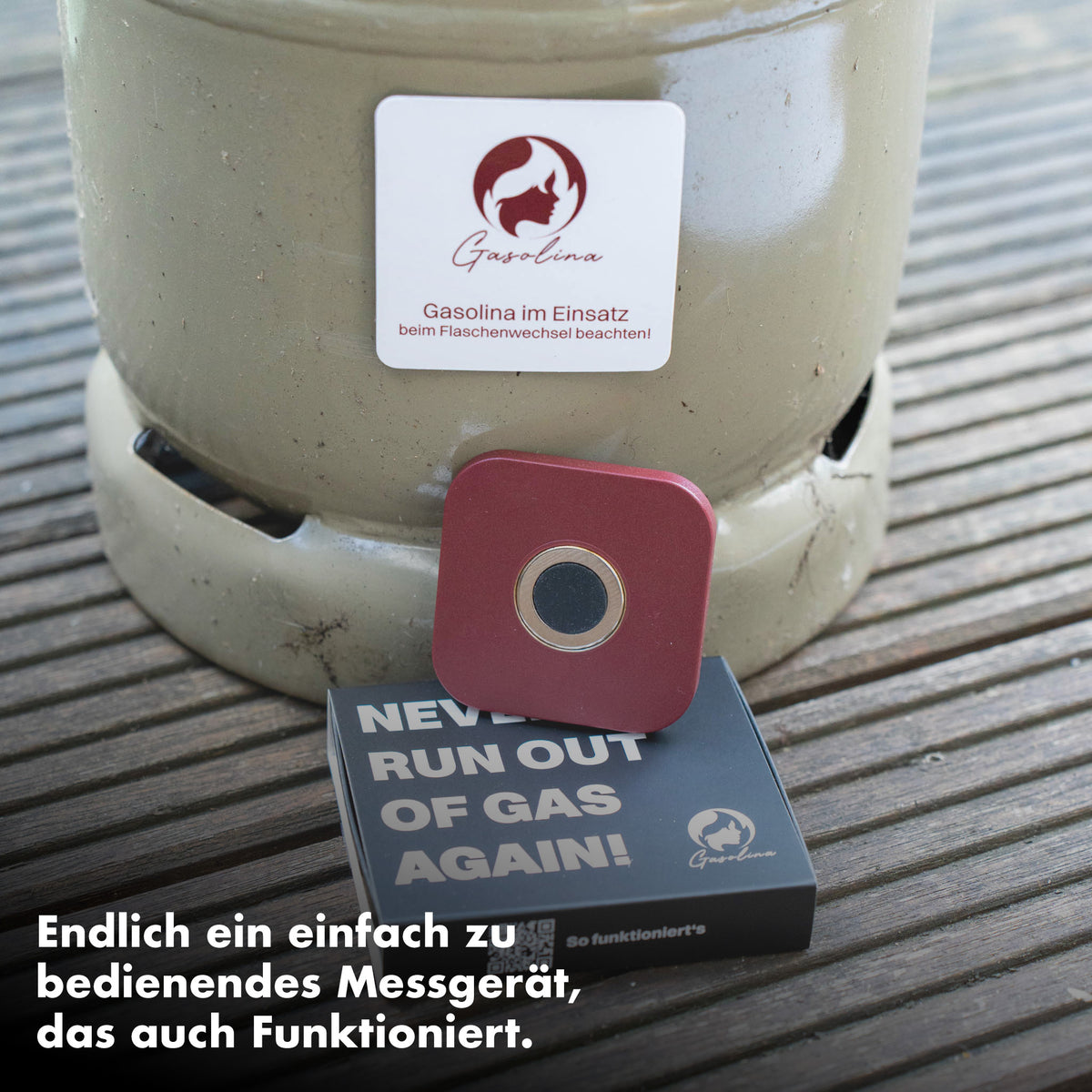 Gasolina Gasflaschen-Füllstandssensor – Füllstand per App messen (Bluetooth, Ultraschall)