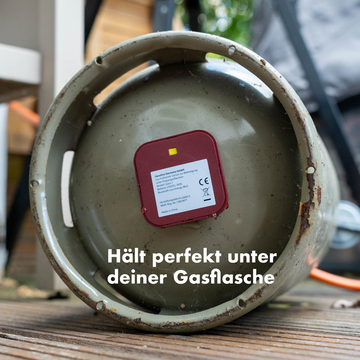 Gasolina Gasflaschen-Füllstandssensor – Füllstand per App messen (Bluetooth, Ultraschall)