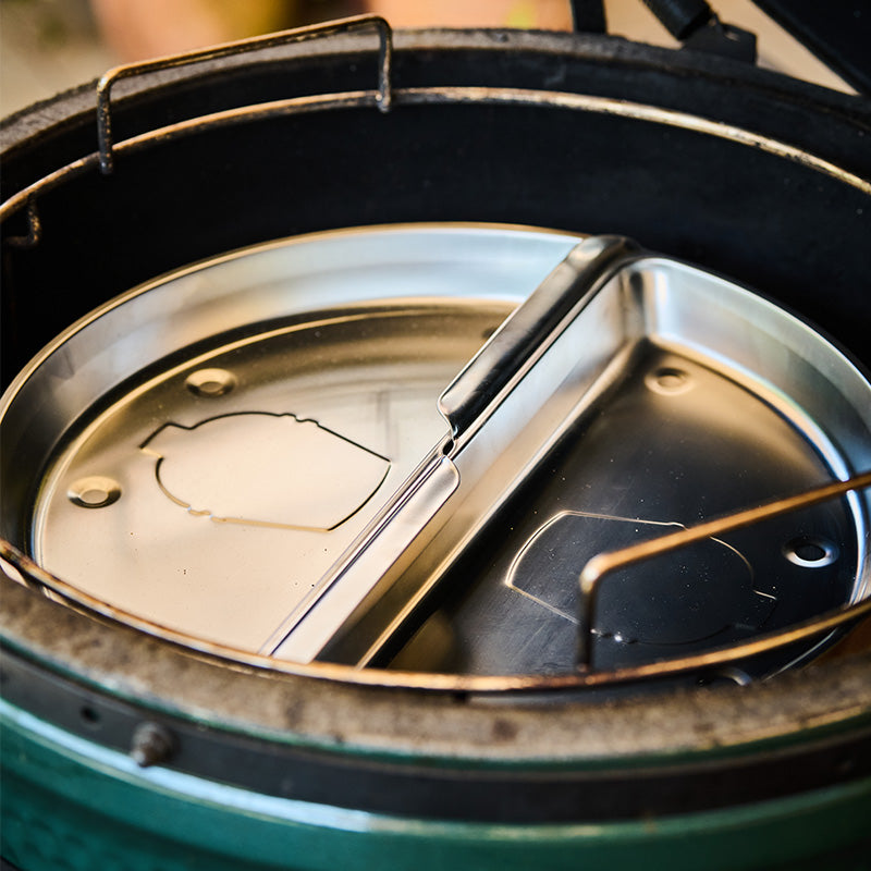 Big Green Egg Fettauffangschalen-Set aus Edelstahl, zwei Halbschalen