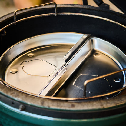 Big Green Egg Fettauffangschalen-Set aus Edelstahl, zwei Halbschalen